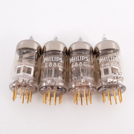 4 X E88C / 8255 SINGLE TRIODE PHILIPS TUBE. 1960s PROD. 3MICA. SQ. HIGH GAIN. MATCHED QUAD. 25. CH78