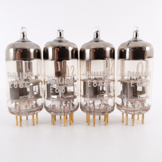 4 X E88C / 8255 SINGLE TRIODE PHILIPS TUBE. 1960s PROD. 3MICA. SQ. HIGH GAIN. MATCHED QUAD. 26. CH78