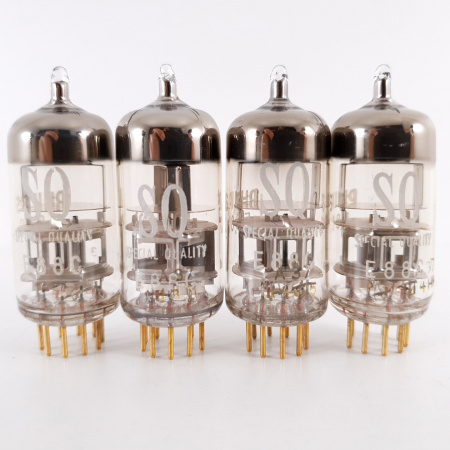 4 X E88C / 8255 SINGLE TRIODE PHILIPS TUBE. 1960s PROD. 3MICA. SQ. HIGH GAIN. MATCHED QUAD. 26. CH78