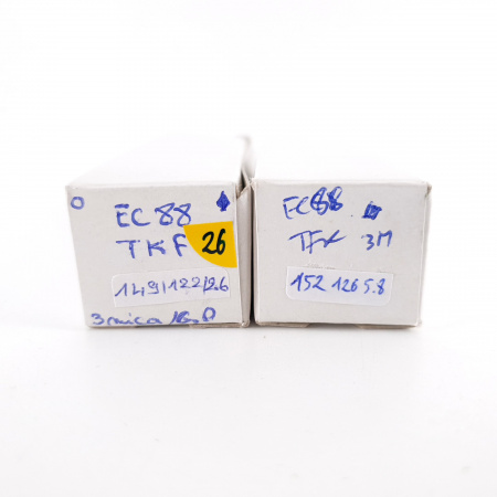 2 X EC88 TELEFUNKEN TUBE. GOLD PIN. 3 MICA. HIGH GAIN. 148/156%. 26. CH78