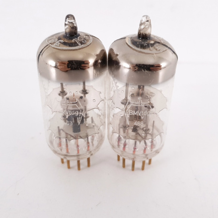 2 X EC81 VALVO TUBE. 1960s PHILIPS PROD. COPPER ROD. GOLD PIN. 17/17mA. 8. CH81