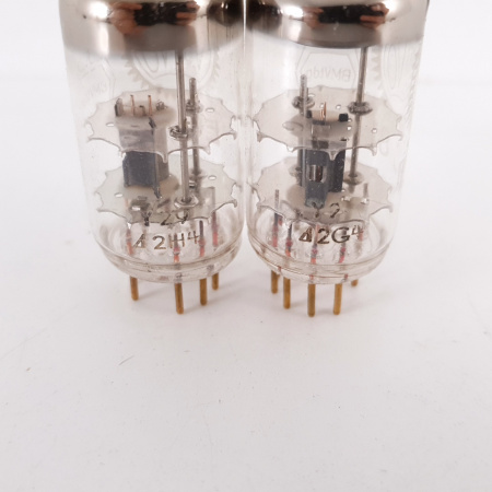 2 X EC81 VALVO TUBE. 1960s PHILIPS PROD. COPPER ROD. GOLD PIN. 17/17mA. 8. CH81