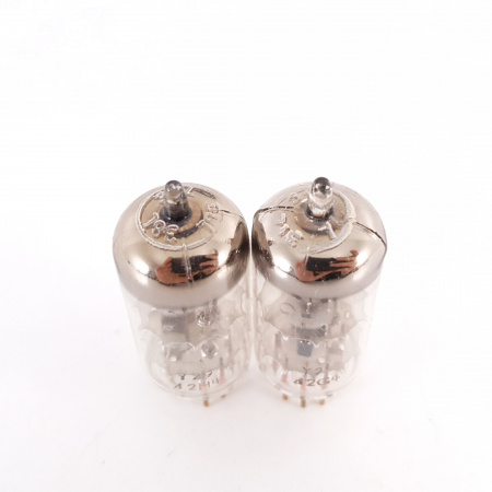 2 X EC81 VALVO TUBE. 1960s PHILIPS PROD. COPPER ROD. GOLD PIN. 17/17mA. 8. CH81