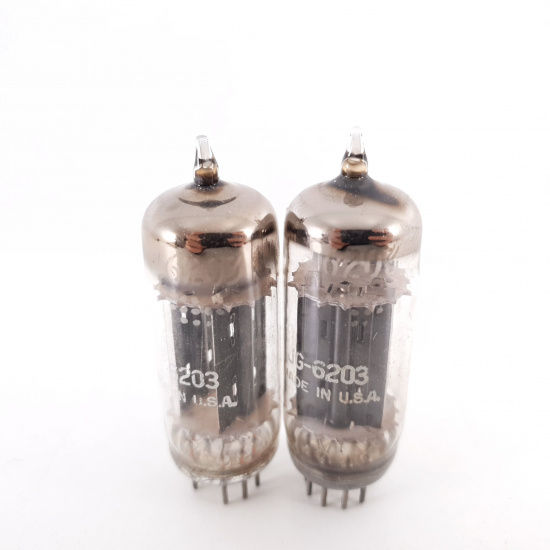 2 X 6203 GENERAL ELECTRIC TUBE. BLACK...