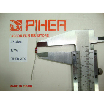 VINTAGE PIHER RESISTOR. 1/4W 27R 27Ohm 5% *4 PC* NEW ORIGINAL 1970´S