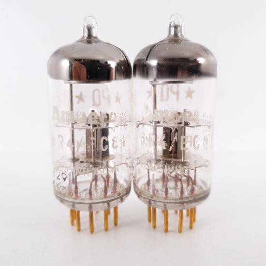 2 X 6R4 / EC81 AMPEREX TUBE. GOLD...