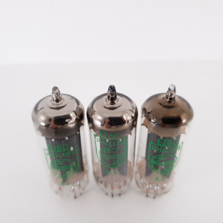 3 X EZ80 PHILIPS TUBE. 1960s LA RADIOTECHNIQUE PROD. MATCHED TRIO. CA ENA
