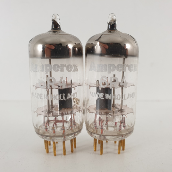 2 X 6R4 / EC81 AMPEREX TUBE. GOLD...