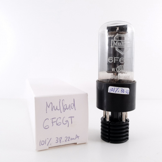 1 X 6F6GT MULLARD TUBE. SMOKED GLASS. 101% AE ENA