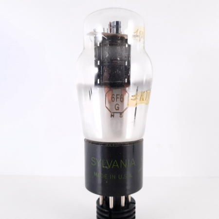 1 X 6F6G SYLVANIA TUBE. 1940s PROD. BLACK PLATES. SOLID GETTER. 82%. 13. CH82
