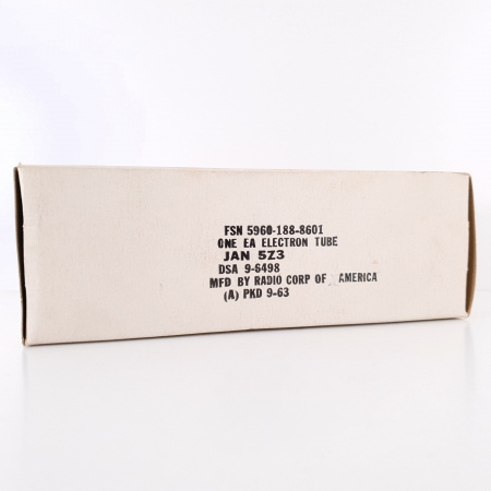 1 X 5Z3 RCA TUBE. 1963 PROD. BLACK PLATES. RECTANGULAR GETTER. 17. CH82