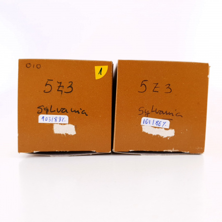 2 X 5Z3 SYLVANIA TUBE. 1960s PROD. BLACK PLATES. DUAL GETTER. 1. CH84