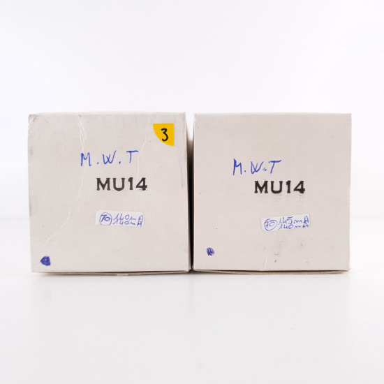 2 X MU14 MWT TUBE. BLACK PLATES. INVERTED CUP GETTER. MATCHED PAIR. 3. CH86