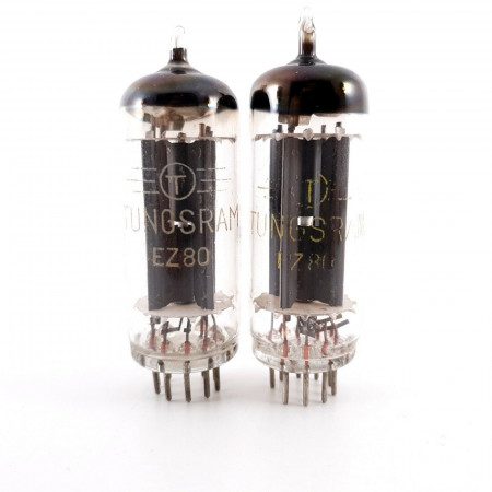2 X EZ80 / 6V4 TUNGSRAM TUBE. 1950s PROD. MATCHED PAIR AH  ENA