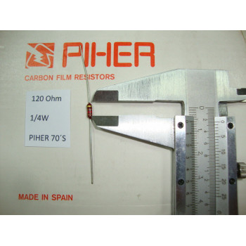 VINTAGE PIHER RESISTOR. 1/4W 120R 120Ohm 5% *4 PC* NEW ORIGINAL 1970´S