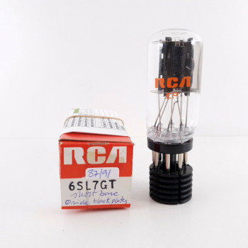 1 X 6SL7GT RCA TUBE. 1970s PROD. BLACK PLATES. COIN BASE. 87/91% CK  ENA