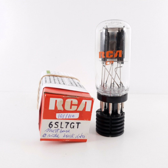 1 X 6SL7GT RCA TUBE. 1970s PROD. BLACK PLATES. COIN BASE. 101/110% CK  ENA