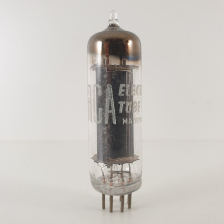 1 X 6AQ5A RCA TUBE. 1960s PROD. BLACK PLATES. SQUARE GETTER. 87%. 3. CH112