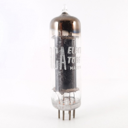 1 X 6AQ5A RCA TUBE. 1960s PROD. BLACK PLATES. SQUARE GETTER. 87%. 3. CH112