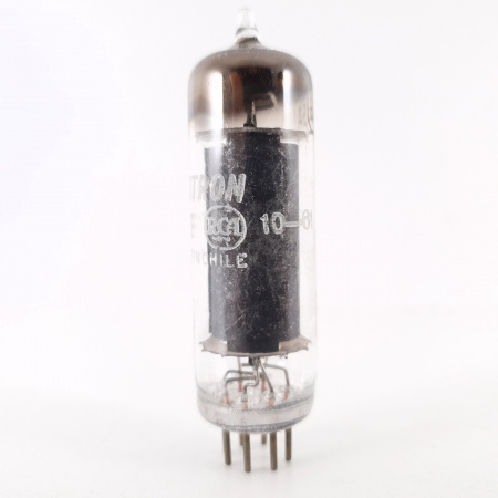 1 X 6AQ5A RCA TUBE. 1960s PROD. BLACK PLATES. SQUARE GETTER. 87%. 3. CH112