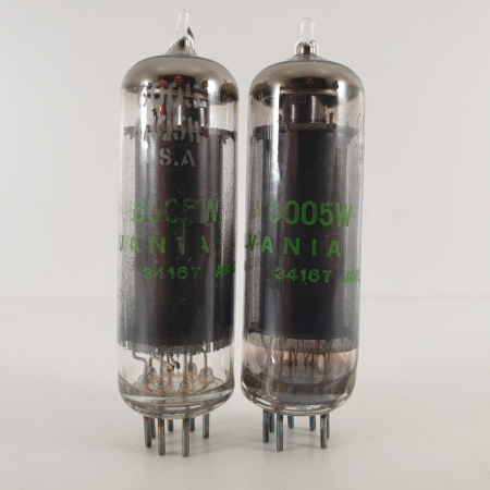 2 X JAN 6AQ5W / 6005W SYLVANIA TUBE. BLACK PLATES. 102/101%. 8. CH112