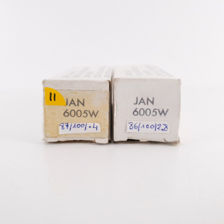 2 X JAN 6005W / 6AQ5W SYLVANIA TUBE. 1970s PROD. BLACK PLATES. 87/86%.11. CH112