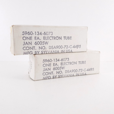 2 X JAN 6005W / 6AQ5W SYLVANIA TUBE. 1970s PROD. BLACK PLATES. 87/86%.11. CH112