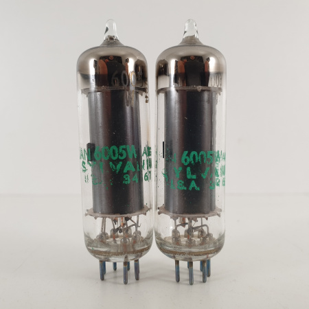 2 X JAN 6005W / 6AQ5W SYLVANIA TUBE. 1970s PROD. BLACK PLATES. 87/86%.11. CH112