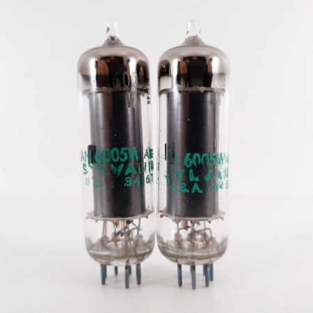 2 X JAN 6005W / 6AQ5W SYLVANIA TUBE. 1970s PROD. BLACK PLATES. 87/86%.11. CH112