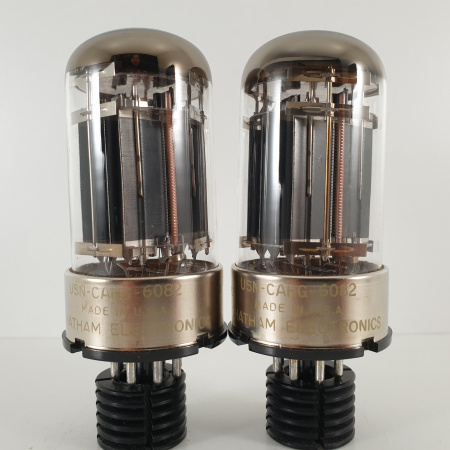 2 X 6082 CHATHAM ELECTR. TUBE. 1959 PROD. BLACK PLATES. MATCHED PAIR. 7. CH94