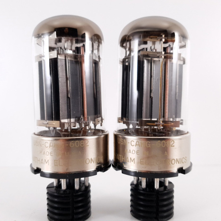 2 X 6082 CHATHAM ELECTR. TUBE. 1959 PROD. BLACK PLATES. MATCHED PAIR. 7. CH94