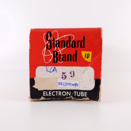 1 X 59 RCA TUBE. 1950s PROD. BLACK PLATES. RECTANGULAR GETTER. 10. CH94