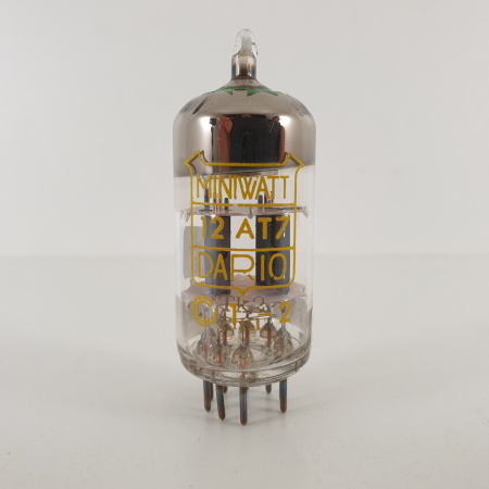 1 X 12AT7 MINIWATT-DARIO TUBE. YELLOW LOGO. COPPER RODS. 4. CH99