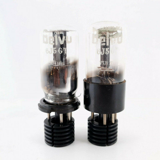2 X 6J5GT BELVU TUBE. BLACK PLATES. MATCHED PAIR. CP  ENA