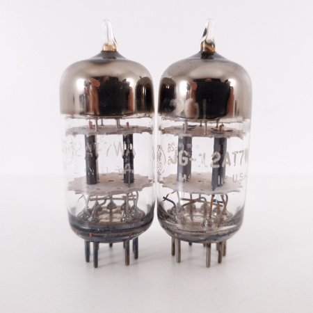 2 X JG 12AT7WA GENERAL ELECTRIC TUBE. BLACK PLATES. D-GETTER. PAIR. 3. CH100