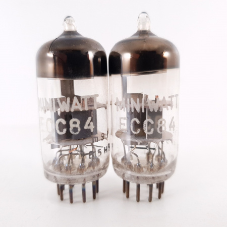 2 X ECC84 MINIWATT TUBE. 1960s MULLARD PRODUCTION. B-CODES. MATCHED PAIR. 2. CH102