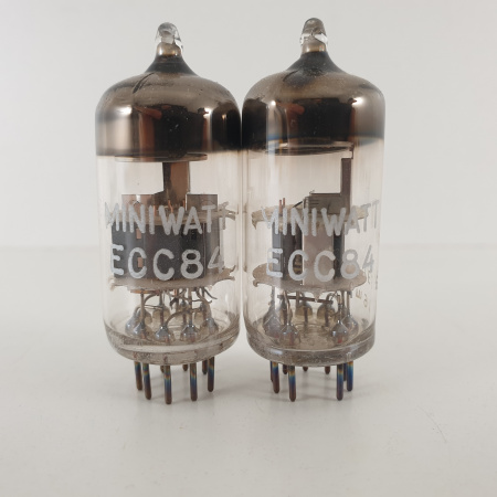 2 X ECC84 MINIWATT TUBE. 1960s MULLARD PROD.  B-CODES. MATCHED PAIR. 4. CH102