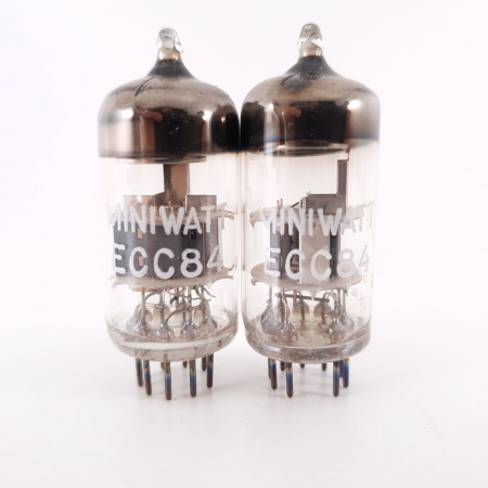 2 X ECC84 MINIWATT TUBE. 1960s MULLARD PROD.  B-CODES. MATCHED PAIR. 4. CH102