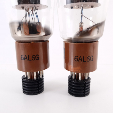 2 X 6AL6G RAYTHEON TUBE. 1969 PROD. BLACK PLATES. 110/110% MATCH PAIR. 1. CH106