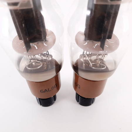 2 X 6AL6G RAYTHEON TUBE. 1969 PROD. BLACK PLATES. 110/110% MATCH PAIR. 1. CH106