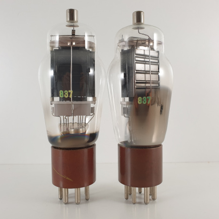 2 X 837 TUBE. 1950s BRITISH PROD. BLACK PLATES. 96/92% MATCHED PAIR. 4. CH106