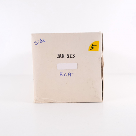 1 X 5Z3 RCA TUBE. 1969 PRODUCTION. BLACK PLATES. TOP RECTANGULAR GETTER. 5. CH84