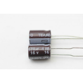 ELECTROLYTIC CAPACITOR TEAPO 470uF 16V NOS (NEW OLD STOCK) 2PC. CA76U45F041016