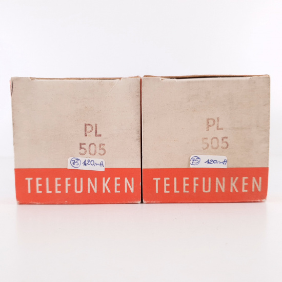 2 X PL505 TELEFUNKEN TUBE. 3 MICA. DUAL GETTER. 120/120 mA MATCHED PAIR. CX ENA