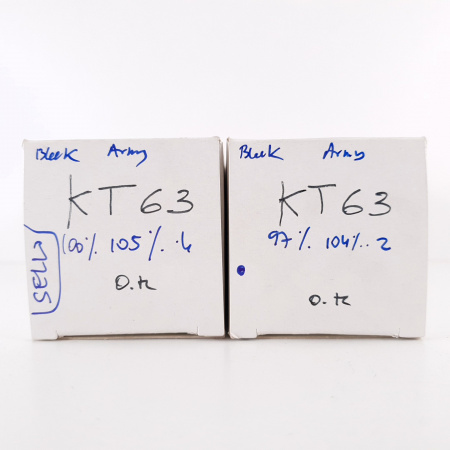 2 X KT63 BRIMAR TUBE. BLACK PLATES. SMOKED BLACK GLASS. MATCHED PAIR. CX ENA