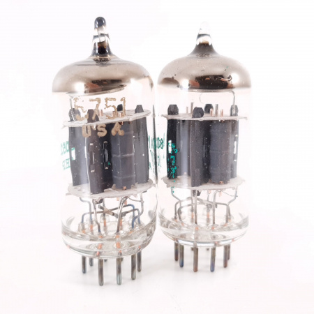 2 X JAN 5751 SYLVANIA TUBE. 1980s PROD. SOLID GETTER. COPPER RODS. CX ENA