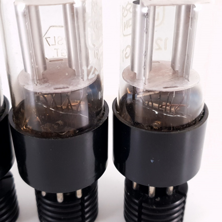 4 X 12SL7GT ULTRON TUBE. GE PROD. SILVER PLATES. 2 MATCHED PAIRS. CO ENA