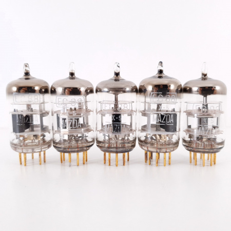 5 X EC88 MAZDA TUBE. TELEFUNKEN PROD. GREY PLATES. 3 MICA. GOLD PIN. CO ENA