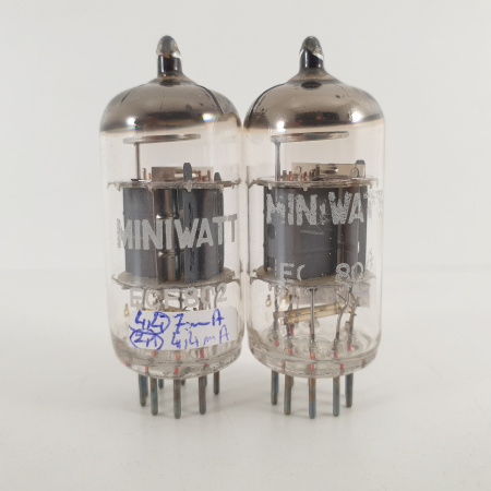 2 X ECF802 / 6JW8 MINIWATT TUBE. COPPER RODS. MATCHED PAIR. 7. CH114