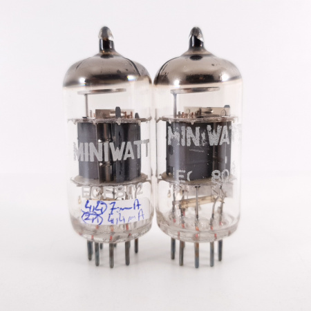 2 X ECF802 / 6JW8 MINIWATT TUBE. COPPER RODS. MATCHED PAIR. 7. CH114